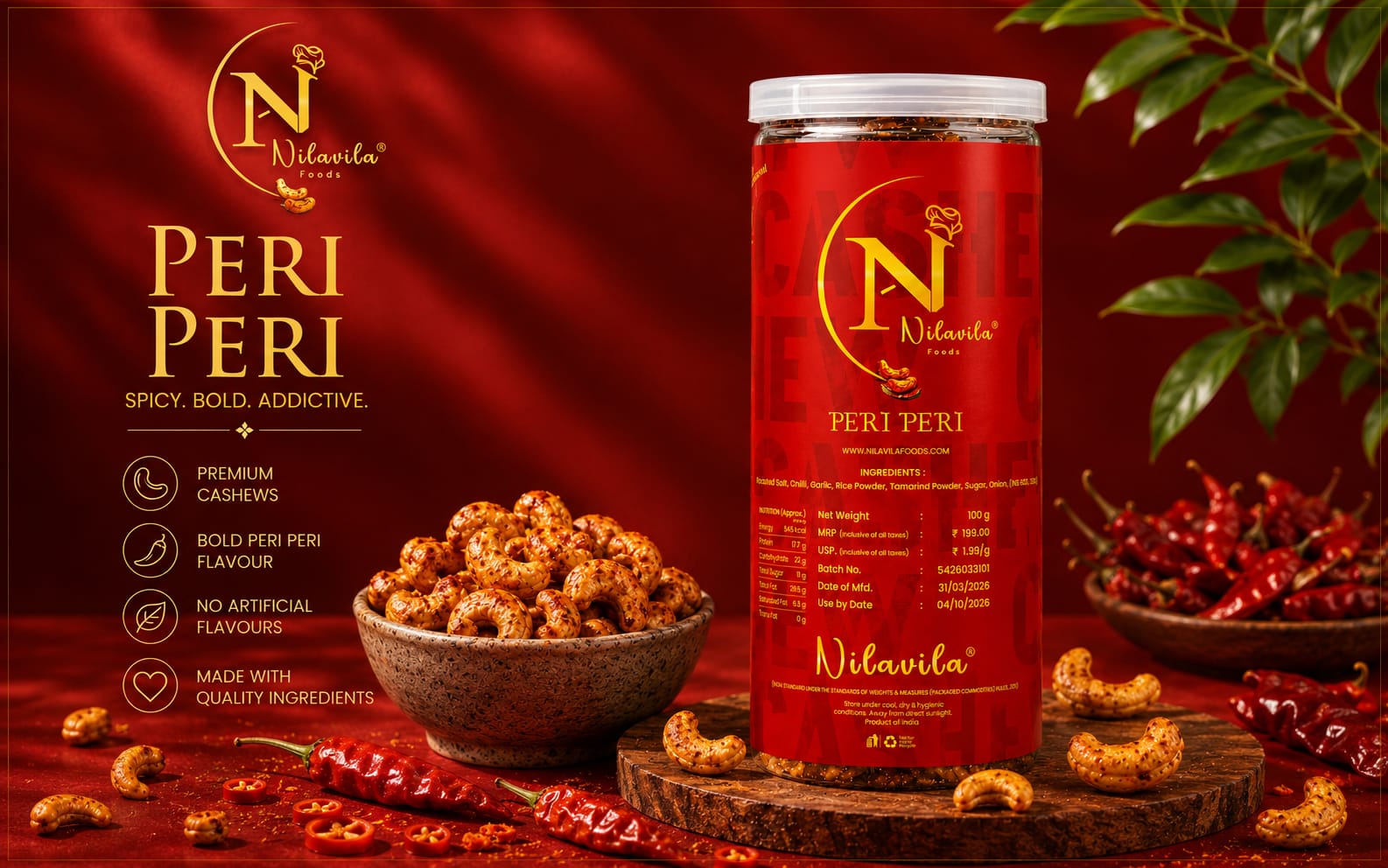 Nilavila Gourmet Peri Peri Cashews